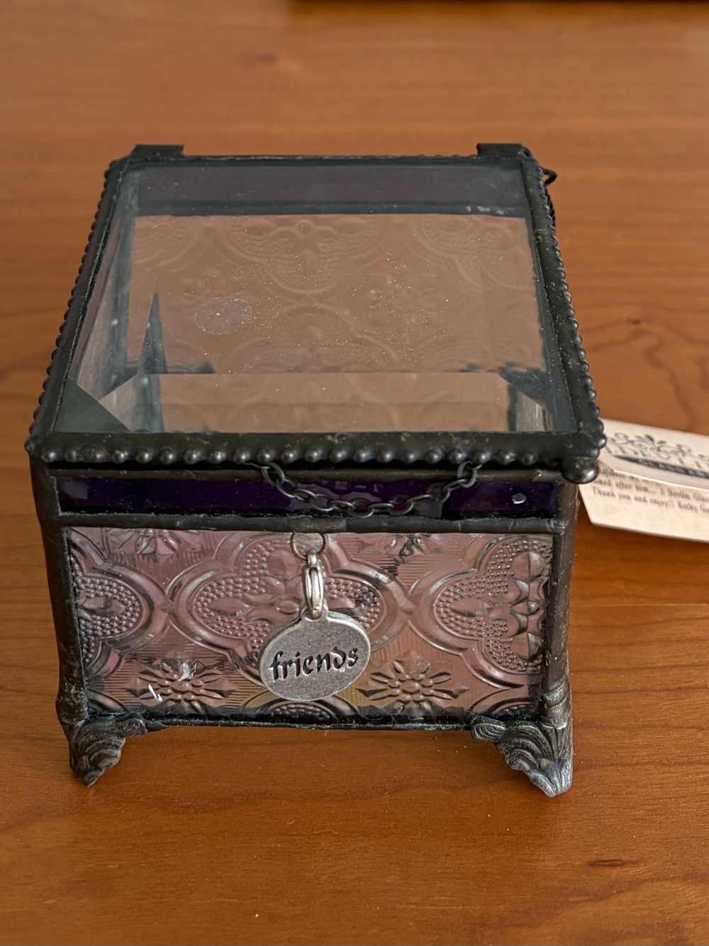 Friends Stained Glass Keepsake Box - Pink and Purple